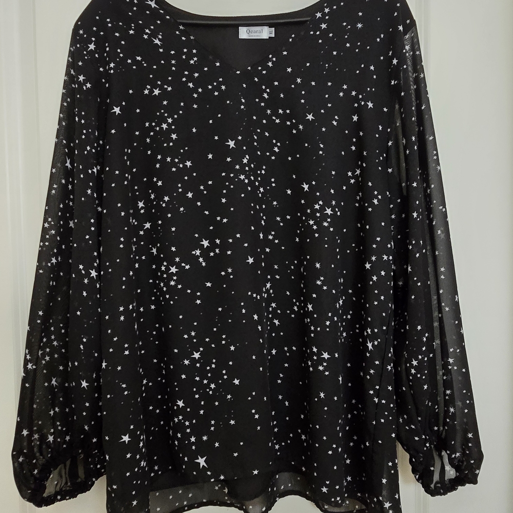 Black Sequin Oversized Blouse